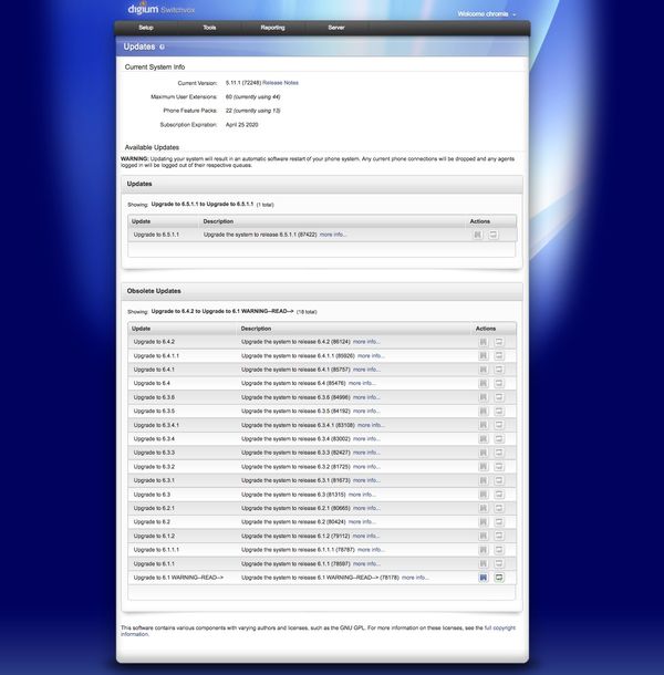 Steps to updating Digium Switchvox